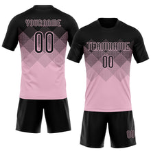 Load image into Gallery viewer, Custom Light Pink Black Geometric Shape Sublimation Volleyball Uniform Jersey
