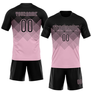 Custom Light Pink Black Geometric Shape Sublimation Volleyball Uniform Jersey