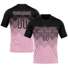 Load image into Gallery viewer, Custom Light Pink Black Geometric Shape Sublimation Volleyball Uniform Jersey
