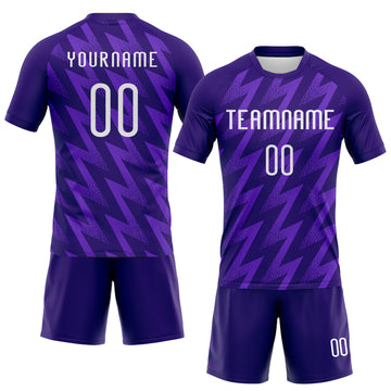 Custom Purple White Zigzag Shape Sublimation Volleyball Uniform Jersey