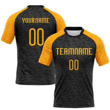 Load image into Gallery viewer, Custom Black Gold Animal Print Sublimation Volleyball Uniform Jersey
