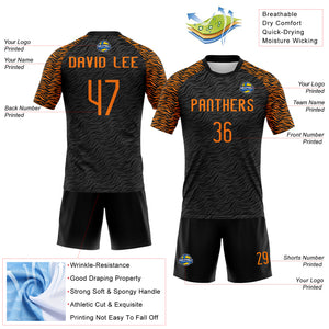 Custom Black Bay Orange Animal Print Sublimation Volleyball Uniform Jersey