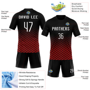 Custom Black White-Red Geometric Shape Sublimation Volleyball Uniform Jersey