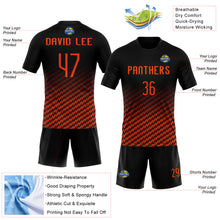 Load image into Gallery viewer, Custom Black Orange Geometric Shape Sublimation Volleyball Uniform Jersey
