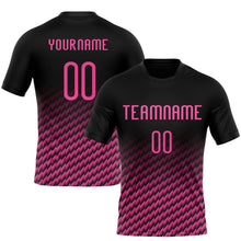 Load image into Gallery viewer, Custom Black Pink Geometric Shape Sublimation Volleyball Uniform Jersey
