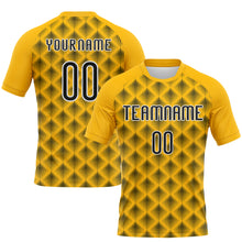 Load image into Gallery viewer, Custom Gold Black-White Geometric Shape Sublimation Volleyball Uniform Jersey
