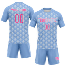 Load image into Gallery viewer, Custom Light Blue Pink-White Geometric Shape Sublimation Volleyball Uniform Jersey
