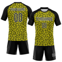 Load image into Gallery viewer, Custom Light Yellow Black-White Geometric Shape Sublimation Volleyball Uniform Jersey
