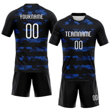 Load image into Gallery viewer, Custom Black White Camo Shape Sublimation Volleyball Uniform Jersey
