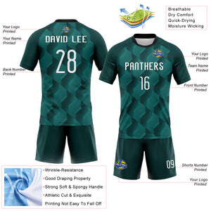 Custom Midnight Green White-Black Geometric Shape Sublimation Volleyball Uniform Jersey