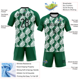 Custom Kelly Green Black-White Geometric Shape Sublimation Volleyball Uniform Jersey