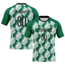 Load image into Gallery viewer, Custom Kelly Green Black-White Geometric Shape Sublimation Volleyball Uniform Jersey
