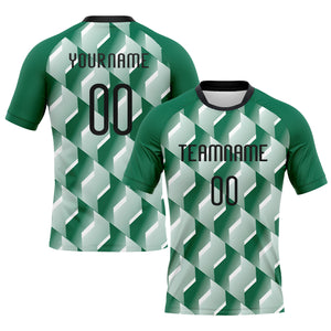 Custom Kelly Green Black-White Geometric Shape Sublimation Volleyball Uniform Jersey