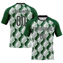 Load image into Gallery viewer, Custom Green Black-White Geometric Shape Sublimation Volleyball Uniform Jersey
