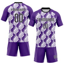 Load image into Gallery viewer, Custom Purple Black-White Geometric Shape Sublimation Volleyball Uniform Jersey
