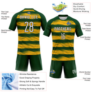 Custom Green Yellow-Black Abstract Lines Sublimation Volleyball Uniform Jersey