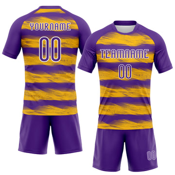 Custom Purple Yellow-White Abstract Lines Sublimation Volleyball Uniform Jersey