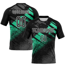 Load image into Gallery viewer, Custom Black Pea Green-White Splash Sublimation Volleyball Uniform Jersey
