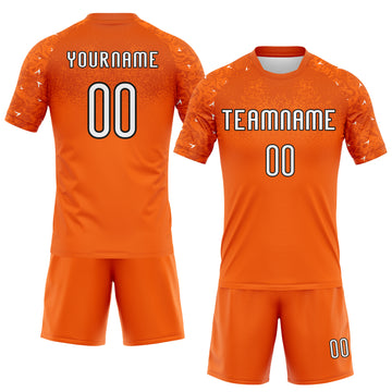 Custom Orange White-Black Abstract Shape Sublimation Volleyball Uniform Jersey