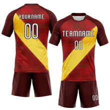 Load image into Gallery viewer, Custom Red Yellow-Black Lines Sublimation Volleyball Uniform Jersey
