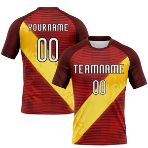 Custom Red Yellow-Black Lines Sublimation Volleyball Uniform Jersey