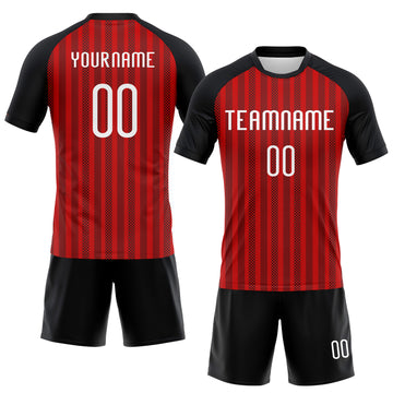 Custom Red White-Black Lines Sublimation Volleyball Uniform Jersey