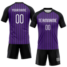 Load image into Gallery viewer, Custom Purple White-Black Lines Sublimation Volleyball Uniform Jersey
