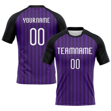 Load image into Gallery viewer, Custom Purple White-Black Lines Sublimation Volleyball Uniform Jersey
