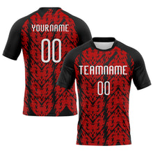 Load image into Gallery viewer, Custom Red White-Black Abstract Shape Sublimation Volleyball Uniform Jersey
