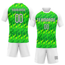 Load image into Gallery viewer, Custom Neon Green White-Black Abstract Shape Sublimation Volleyball Uniform Jersey
