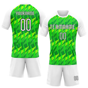 Custom Neon Green White-Black Abstract Shape Sublimation Volleyball Uniform Jersey