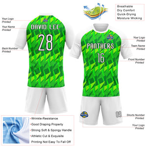 Custom Neon Green White-Black Abstract Shape Sublimation Volleyball Uniform Jersey