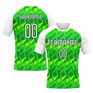 Custom Neon Green White-Black Abstract Shape Sublimation Volleyball Uniform Jersey