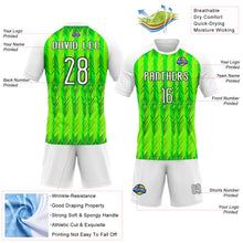 Load image into Gallery viewer, Custom Neon Green White-Black Geometric Shape Sublimation Volleyball Uniform Jersey
