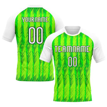 Load image into Gallery viewer, Custom Neon Green White-Black Geometric Shape Sublimation Volleyball Uniform Jersey
