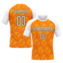 Load image into Gallery viewer, Custom Orange White-Black Lines And Dots Sublimation Volleyball Uniform Jersey
