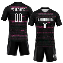 Load image into Gallery viewer, Custom Black White-Pink Bright Lines Sublimation Volleyball Uniform Jersey
