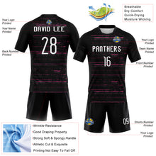 Load image into Gallery viewer, Custom Black White-Pink Bright Lines Sublimation Volleyball Uniform Jersey
