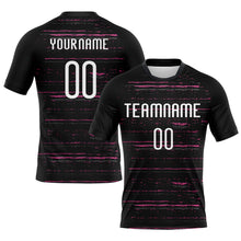 Load image into Gallery viewer, Custom Black White-Pink Bright Lines Sublimation Volleyball Uniform Jersey
