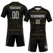 Load image into Gallery viewer, Custom Black White-Gold Bright Lines Sublimation Volleyball Uniform Jersey
