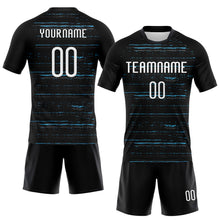 Load image into Gallery viewer, Custom Black White-Sky Blue Bright Lines Sublimation Volleyball Uniform Jersey
