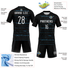 Load image into Gallery viewer, Custom Black White-Sky Blue Bright Lines Sublimation Volleyball Uniform Jersey
