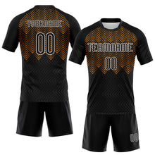 Load image into Gallery viewer, Custom Black Bay Orange-White Geometric Shape Sublimation Volleyball Uniform Jersey
