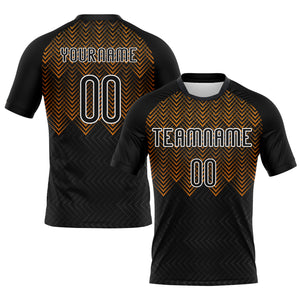 Custom Black Bay Orange-White Geometric Shape Sublimation Volleyball Uniform Jersey