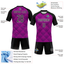 Load image into Gallery viewer, Custom Purple Black-White Geometric Shape Sublimation Volleyball Uniform Jersey
