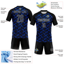 Load image into Gallery viewer, Custom Thunder Blue Black-White Geometric Shape Sublimation Volleyball Uniform Jersey
