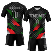 Load image into Gallery viewer, Custom Black Red-Kelly Green Palestine Geometric Shape Sublimation Volleyball Uniform Jersey
