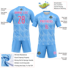 Load image into Gallery viewer, Custom Electric Blue Pink-White Lines Splatter Art Sublimation Volleyball Uniform Jersey
