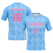 Load image into Gallery viewer, Custom Electric Blue Pink-White Lines Splatter Art Sublimation Volleyball Uniform Jersey
