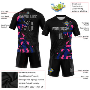 Custom Black Royal-Pink Geometric Shape Sublimation Volleyball Uniform Jersey